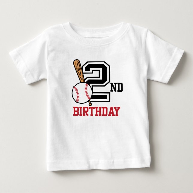 Camiseta personalizada de béisbol de 2º cumpleaños (Anverso)