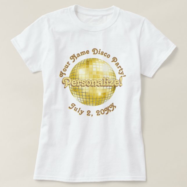 Camiseta personalizada de bola de discoteca retro  (Diseño del anverso)