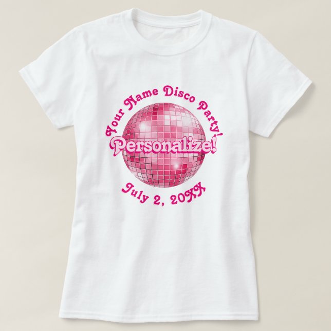 Camiseta personalizada de bola de discoteca retro  (Diseño del anverso)