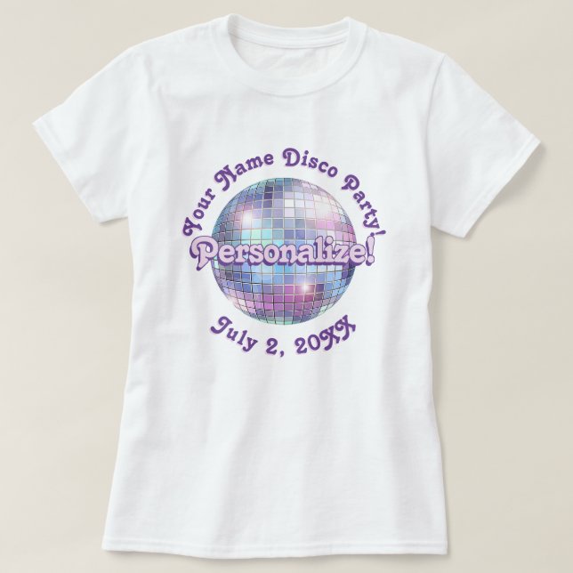 Camiseta personalizada de bola de discoteca retro  (Diseño del anverso)