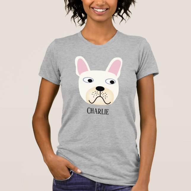 Camiseta personalizada de Bulldog francés blanco o (Anverso)