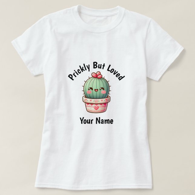 Camiseta personalizada de cactus kawaii espinosa p (Diseño del anverso)