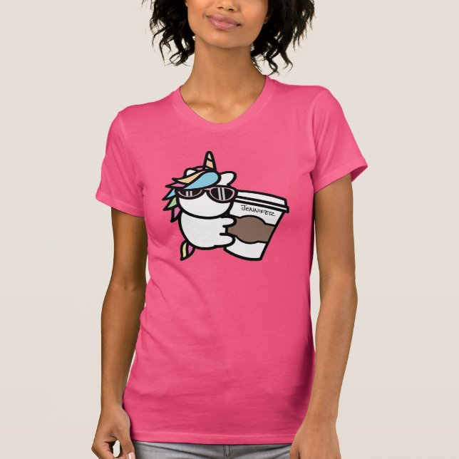 Camiseta personalizada de café y unicornio (Anverso)