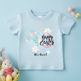Camiseta personalizada de conejito azul de Pascua