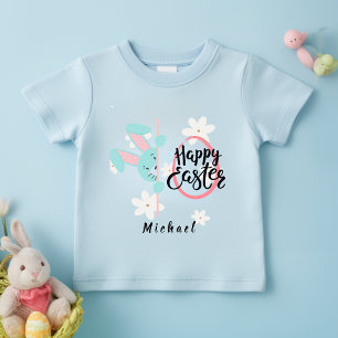 Camiseta personalizada de conejito azul de Pascua