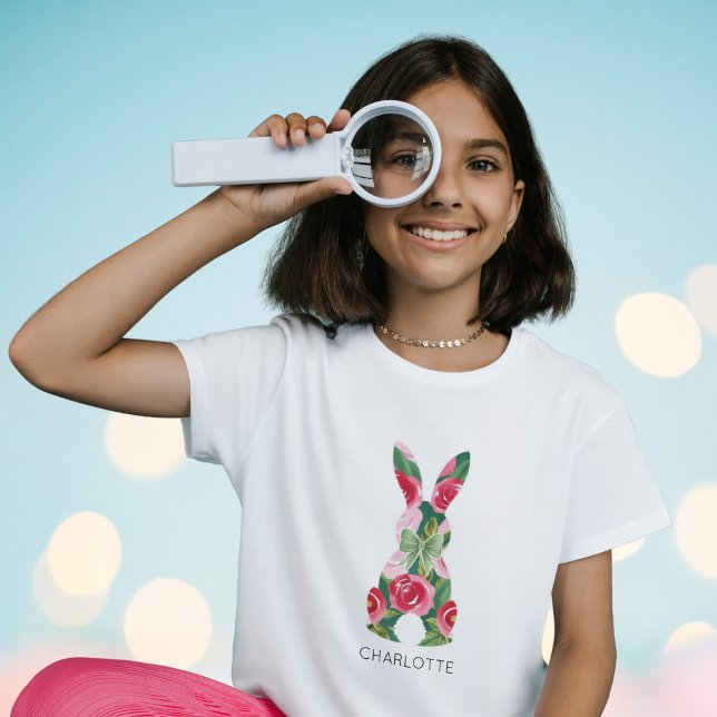 Camiseta personalizada de conejo de Pascua para ni (Custom Girls' Easter Bunny T-Shirt)