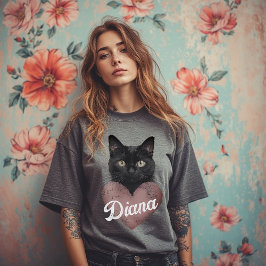 Camiseta personalizada de corazón de gato negro –
