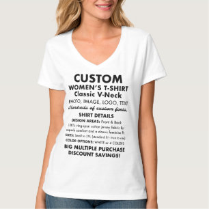 Camiseta personalizada de cuello-V blanca de Perso