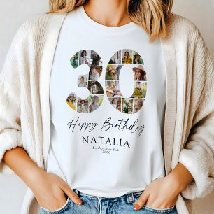 Camiseta personalizada de cumpleaños 30 con collag