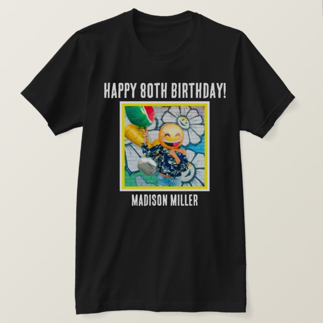 Camiseta personalizada de cumpleaños 80.ª foto his (Anverso del diseño)