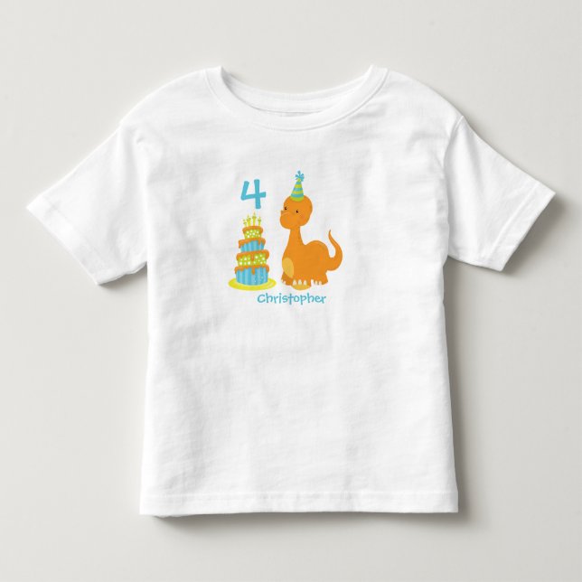 Camiseta personalizada de cumpleaños de dinosaurio (Anverso)
