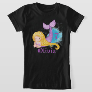 Camiseta personalizada de cumpleaños niña sirena