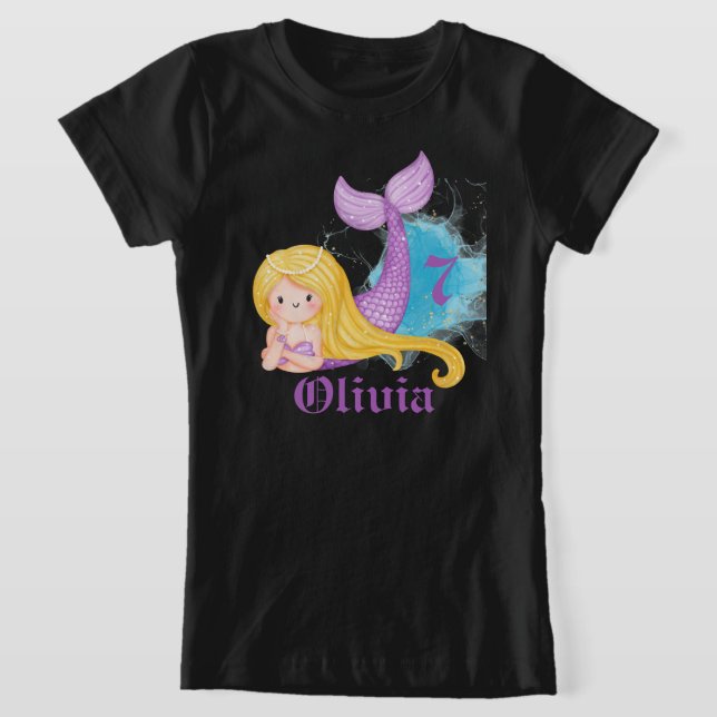 Camiseta personalizada de cumpleaños niña sirena (Distribución)