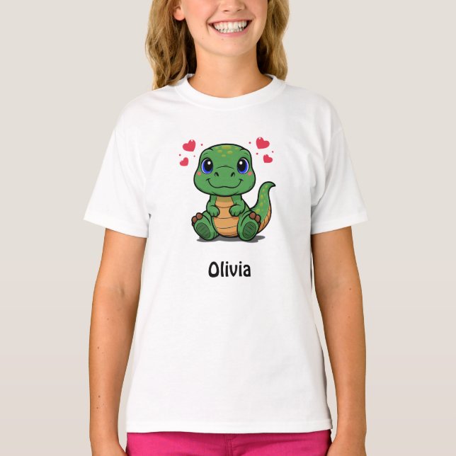 Camiseta personalizada de dinosaurio T-Rex para ni (Anverso)