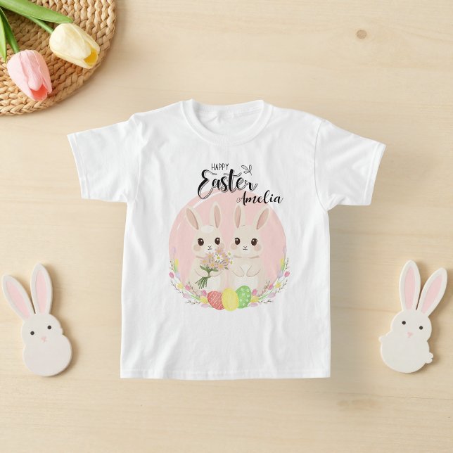 Camiseta personalizada de dos conejos de Pascua (Subido por el creador)