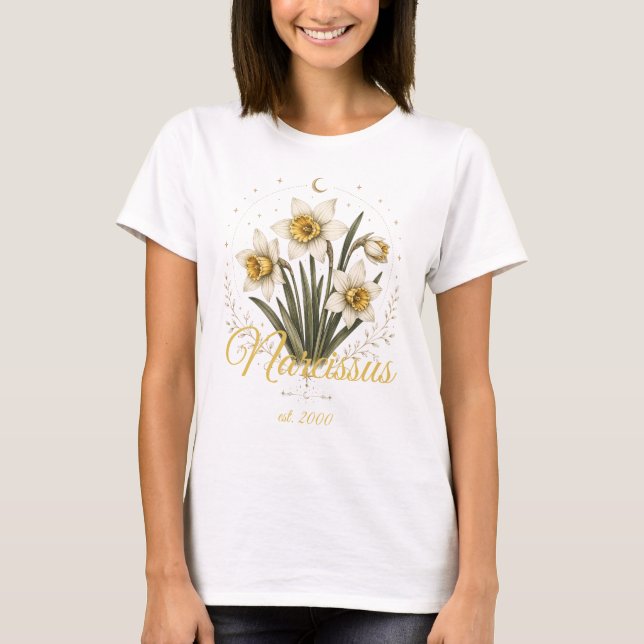 Camiseta Personalizada de Flor de Cumpleaños Narci (Anverso)