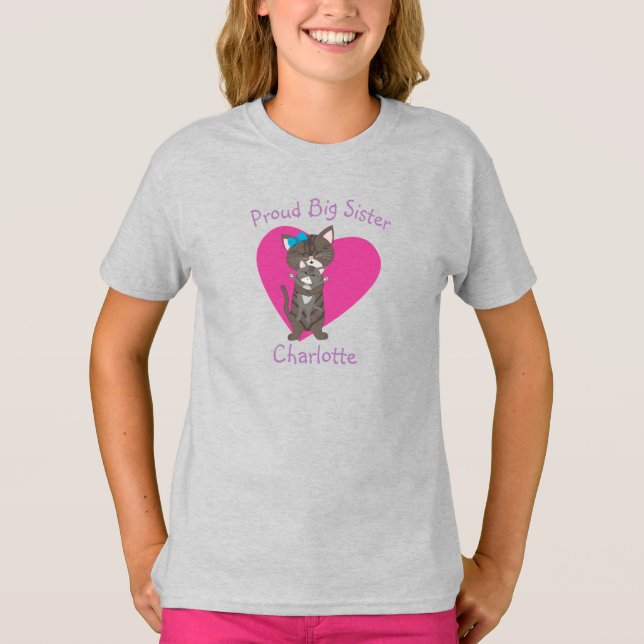 Camiseta personalizada de gato gris de hermana gra (Anverso)