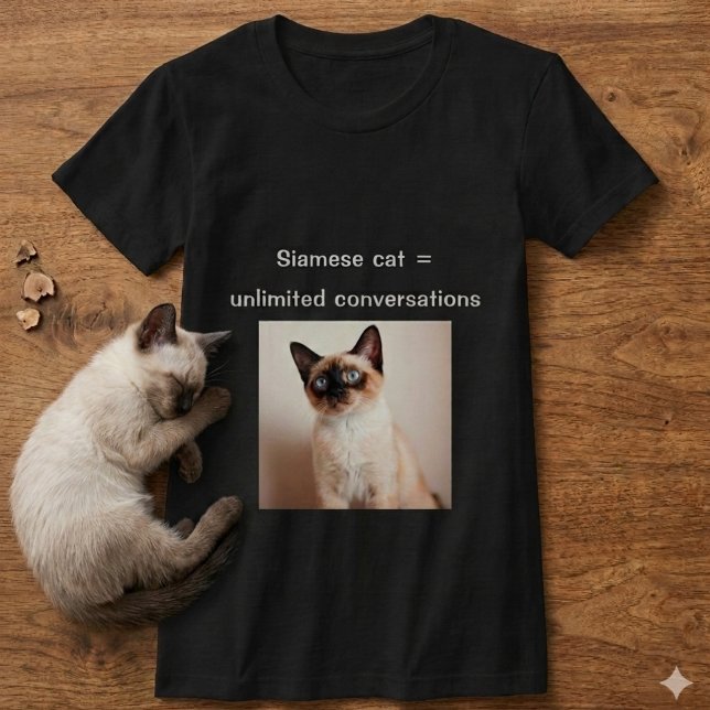 Camiseta Personalizada de Gato Siamés Regalo de Fo (Black T-shirt for Siamese cat lovers)