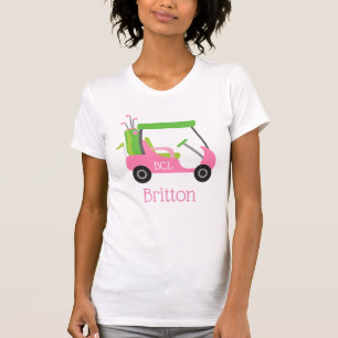 Camiseta personalizada de golf rosa y verde