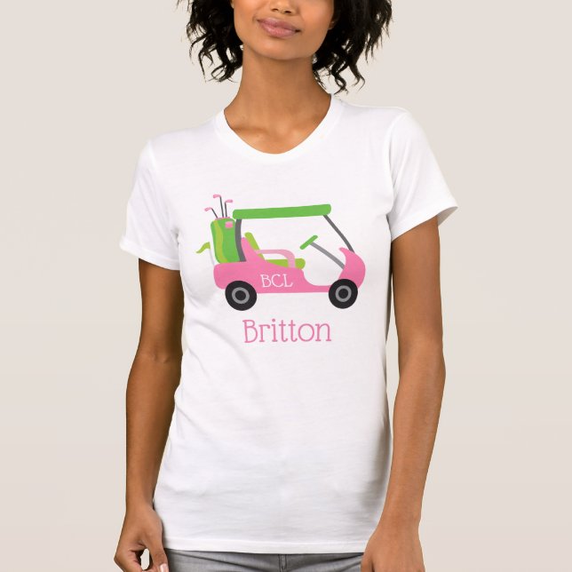 Camiseta personalizada de golf rosa y verde (Anverso)