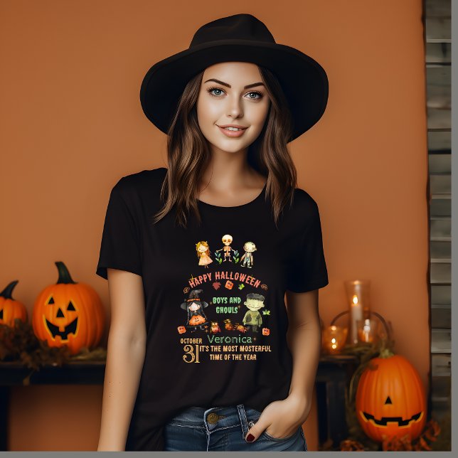 Camiseta personalizada de los monstruos de la fies (Halloween Cute Monsters Personalized T-Shirt)