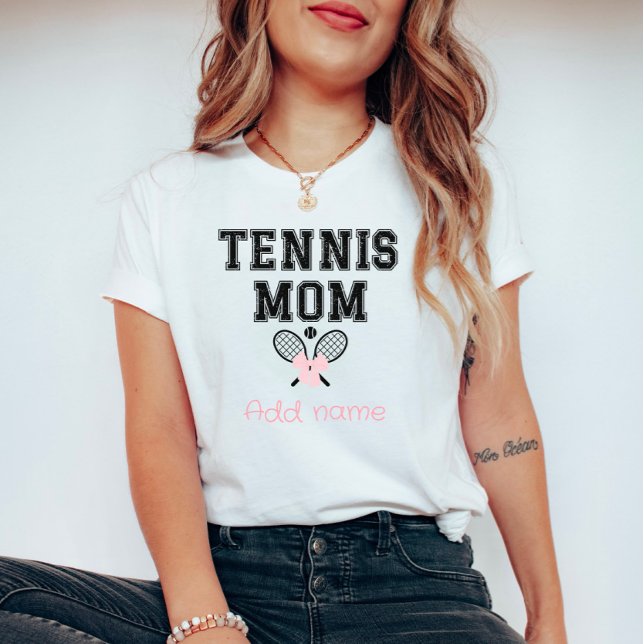 Camiseta personalizada de mamá de tenis con lazo r (Subido por el creador)