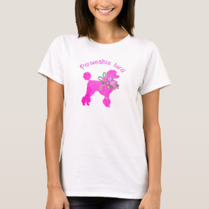 Camiseta personalizada de mujeres con caniche rosa