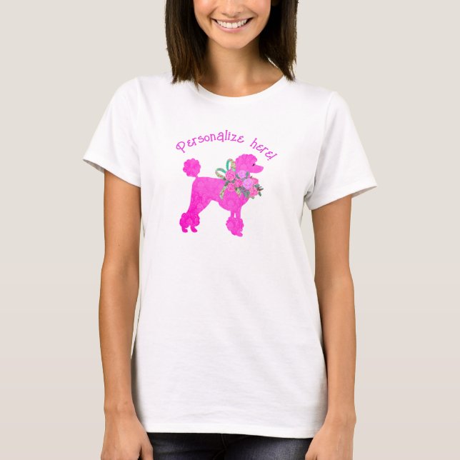 Camiseta personalizada de mujeres con caniche rosa (Anverso)