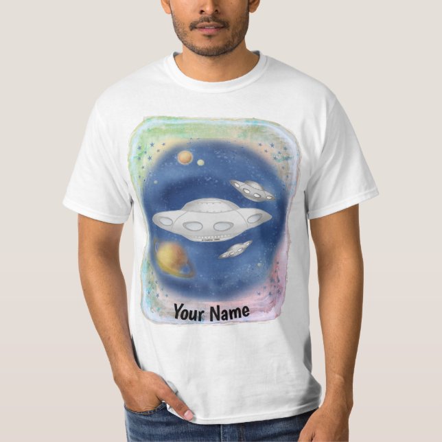 Camiseta personalizada de nave espacial Alien Gray (Anverso)