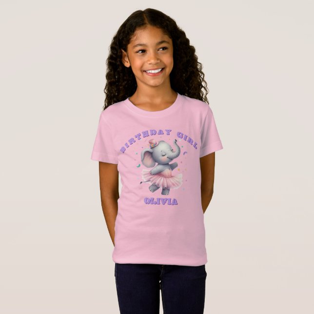 Camiseta personalizada de niña cumpleañera elefant (Anverso completo)