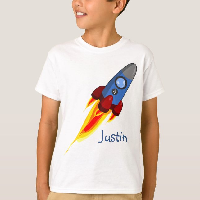 Camiseta personalizada de niño con tema de cohete  (Anverso)