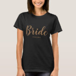 Camiseta personalizada de novia de oro<br><div class="desc">Hace un gran regalo para la novia</div>