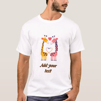 Camiseta Personalizada de Pareja de Jirafas Lindas