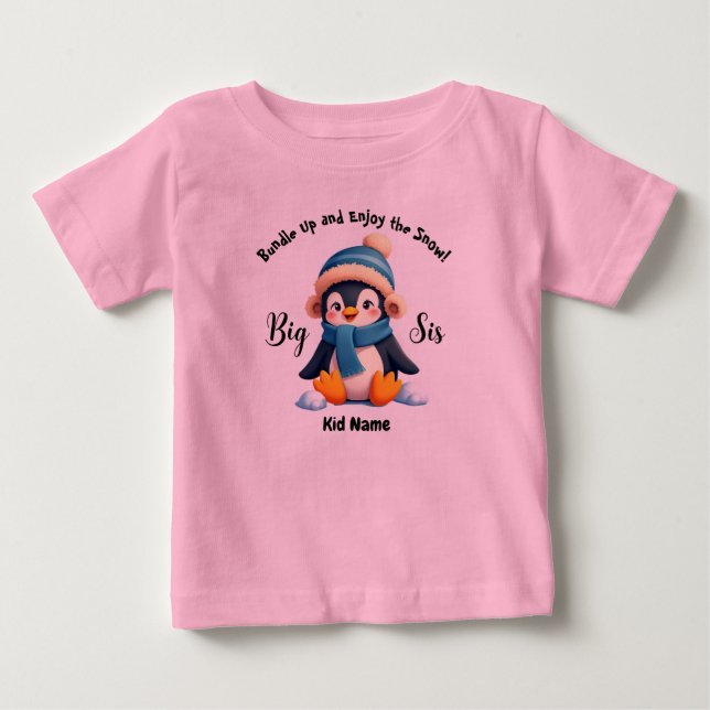 Camiseta personalizada de pingüino bebé para invie (Anverso)