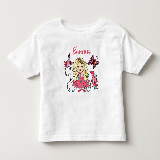 Camiseta Personalizada de Princesa y Unicornio (Anverso)