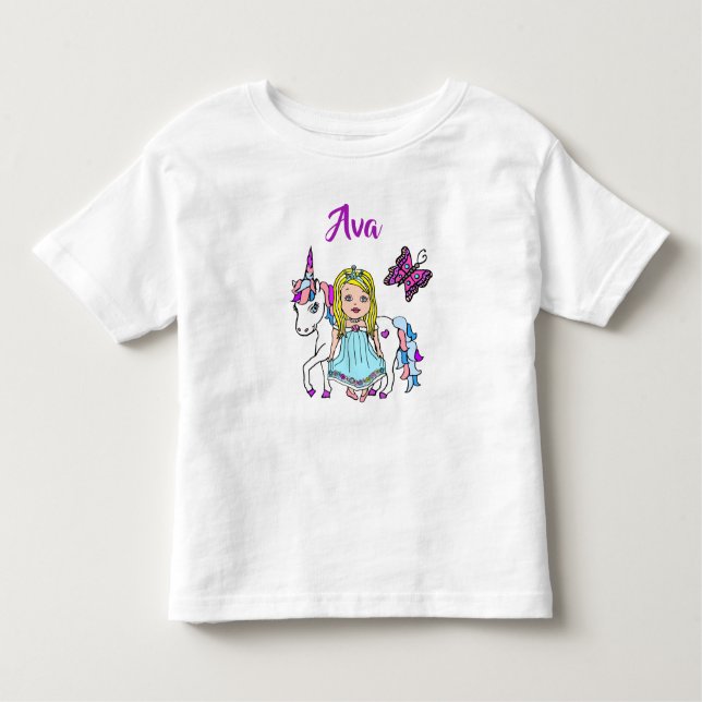 Camiseta Personalizada de Princesa y Unicornio (Anverso)