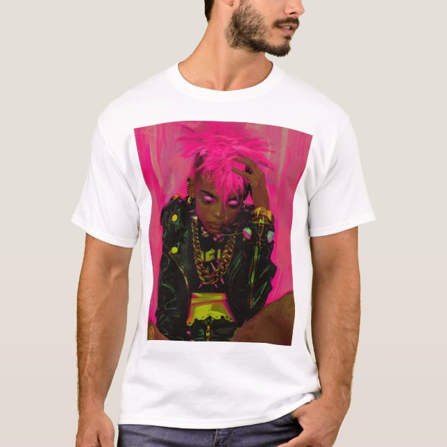 Camiseta personalizada de Punk rosa funky con AR-4 (Anverso)