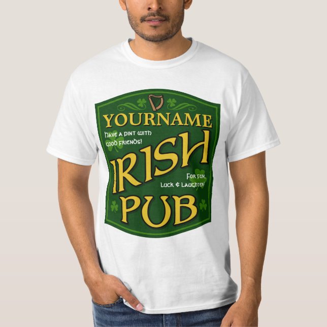 Camiseta personalizada de Rótulo de pub irlandés (Anverso)