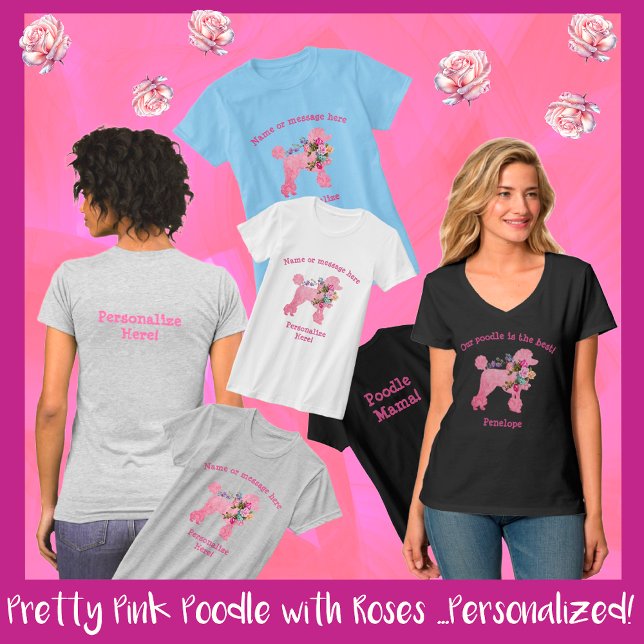 Camiseta personalizada de una mujer con caniche ro (Subido por el creador)