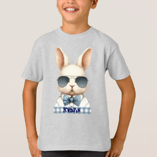 Camiseta personalizada del conejo de pascua azul G
