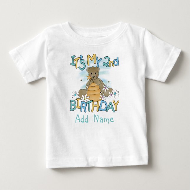 Camiseta personalizada del cumpleaños del oso de (Anverso)