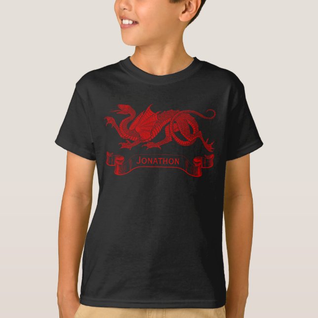 Camiseta personalizada del dragón del niño (Anverso)