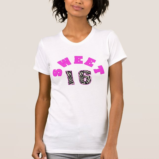 Camiseta personalizada del dulce 16 del estampado (Anverso)