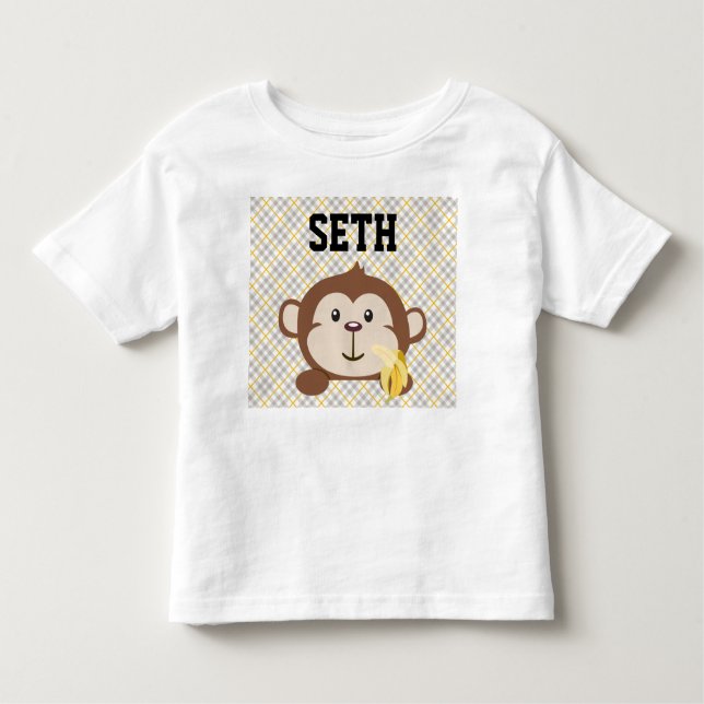 Camiseta personalizada del niño del mono, blanca (Anverso)