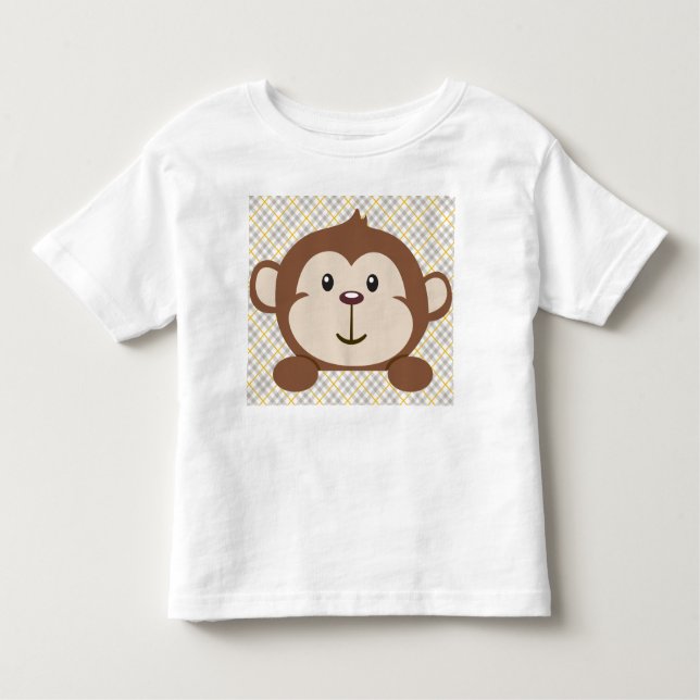 Camiseta personalizada del niño del mono, blanca (Anverso)