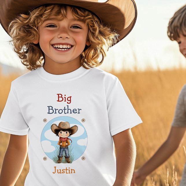 Camiseta Personalizada del Vaquero Occidental del  (Big Brother Western Cowboy Personalized T-Shirt)
