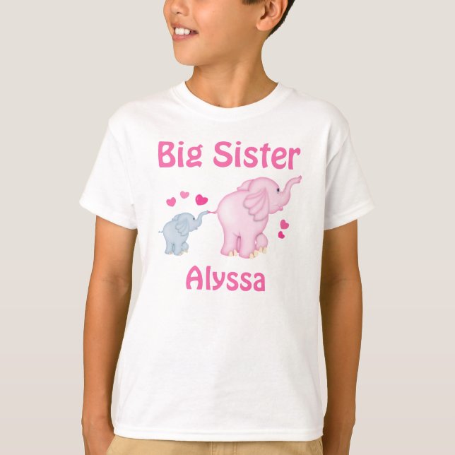Camiseta personalizada elefante de la hermana (Anverso)