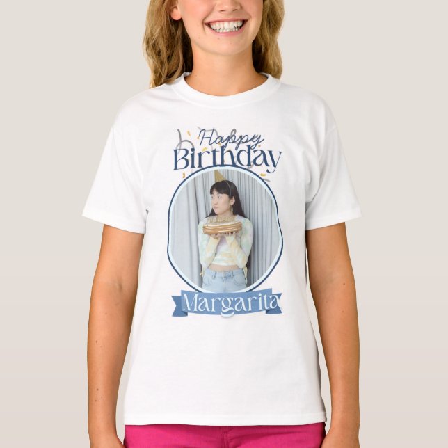 Camiseta Personalizada Feliz Cumpleaños con Foto | (Anverso)