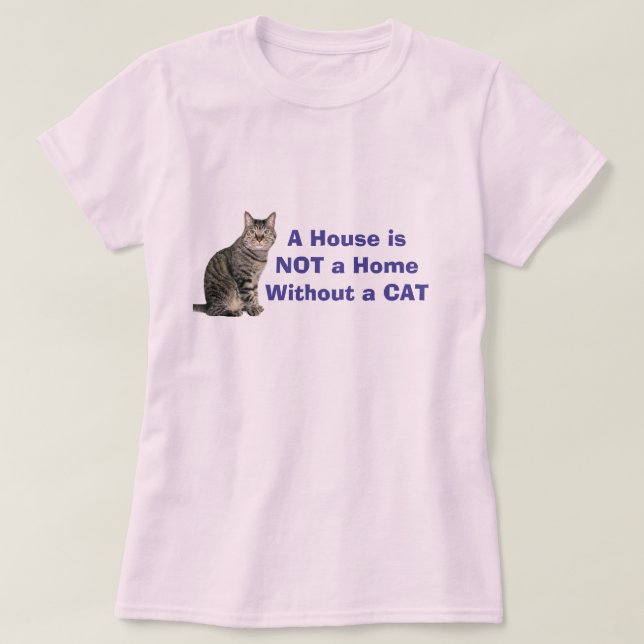 Camiseta personalizada Hogar de gato rosa (Diseño del anverso)