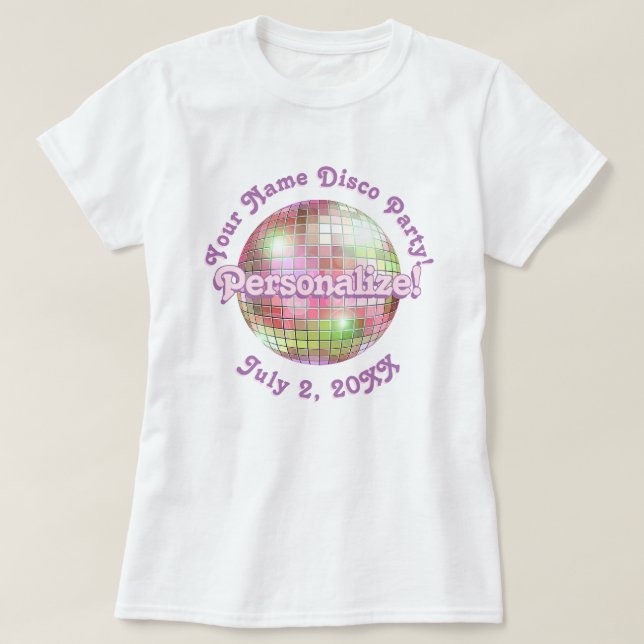 Camiseta personalizada Iris Retro Disco Ball (Diseño del anverso)